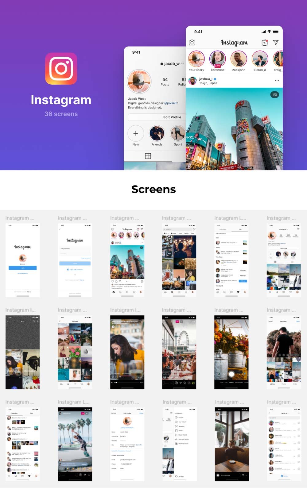 Instagram UI Screens